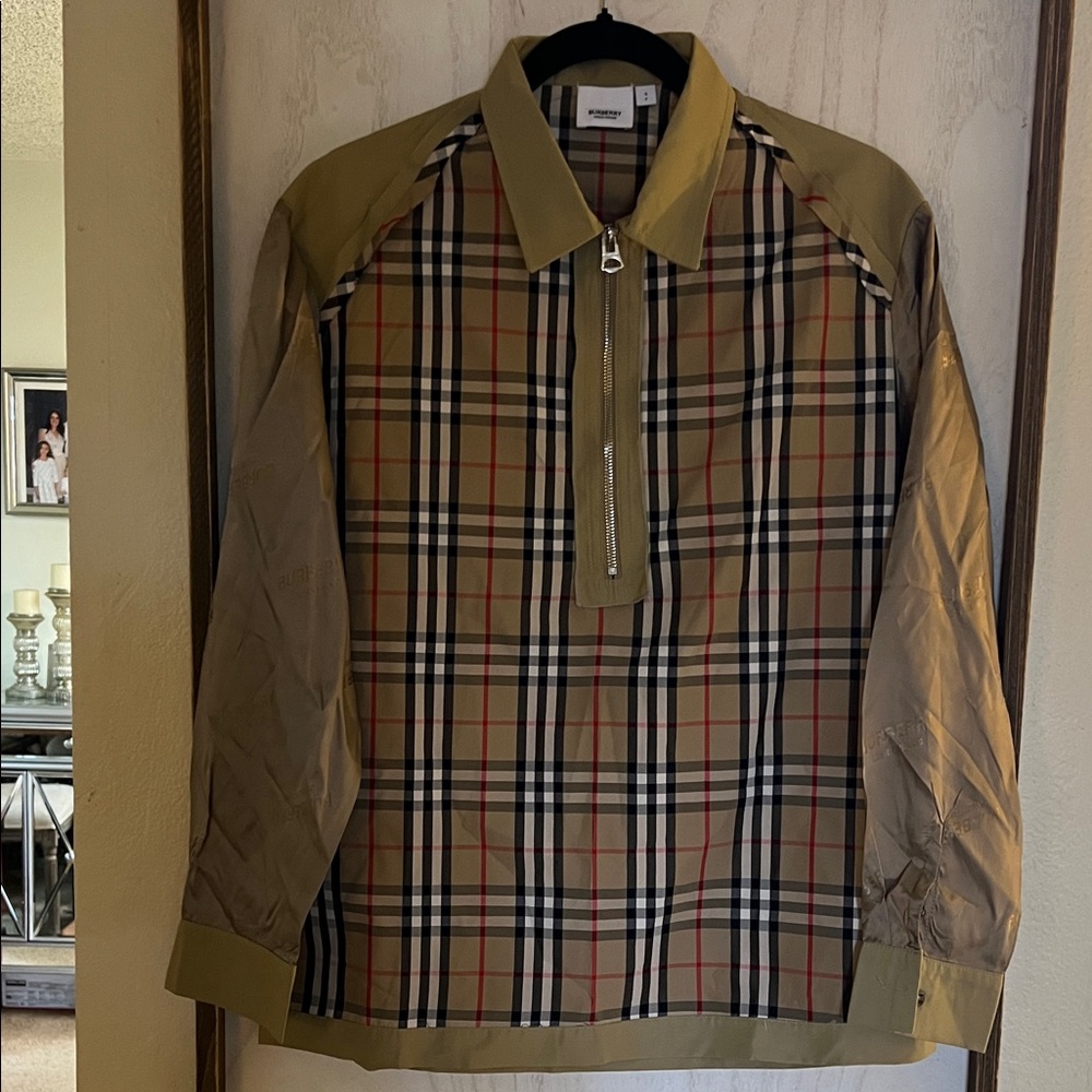 Burberry Tan and Black Plaid Shirt Jacket